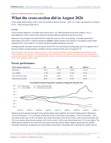Monthly Quantitative Note, September 2026, page 1